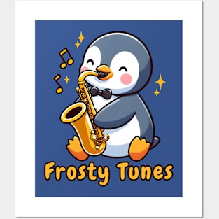 Penguin saxophone player Posters and Art